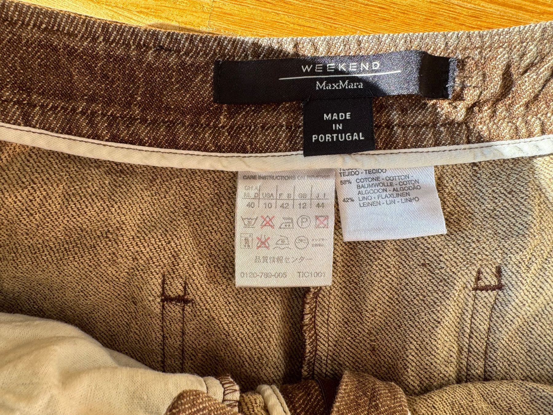 Max Mara Pantaloni: Max Mara Weekend Brown Linen Trousers - Size M – Usato da Fribourg venduto da mariedw 2