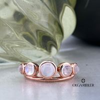 Ring mit Regenbogen-Mondsteinen Sterling Silber Grösse 52