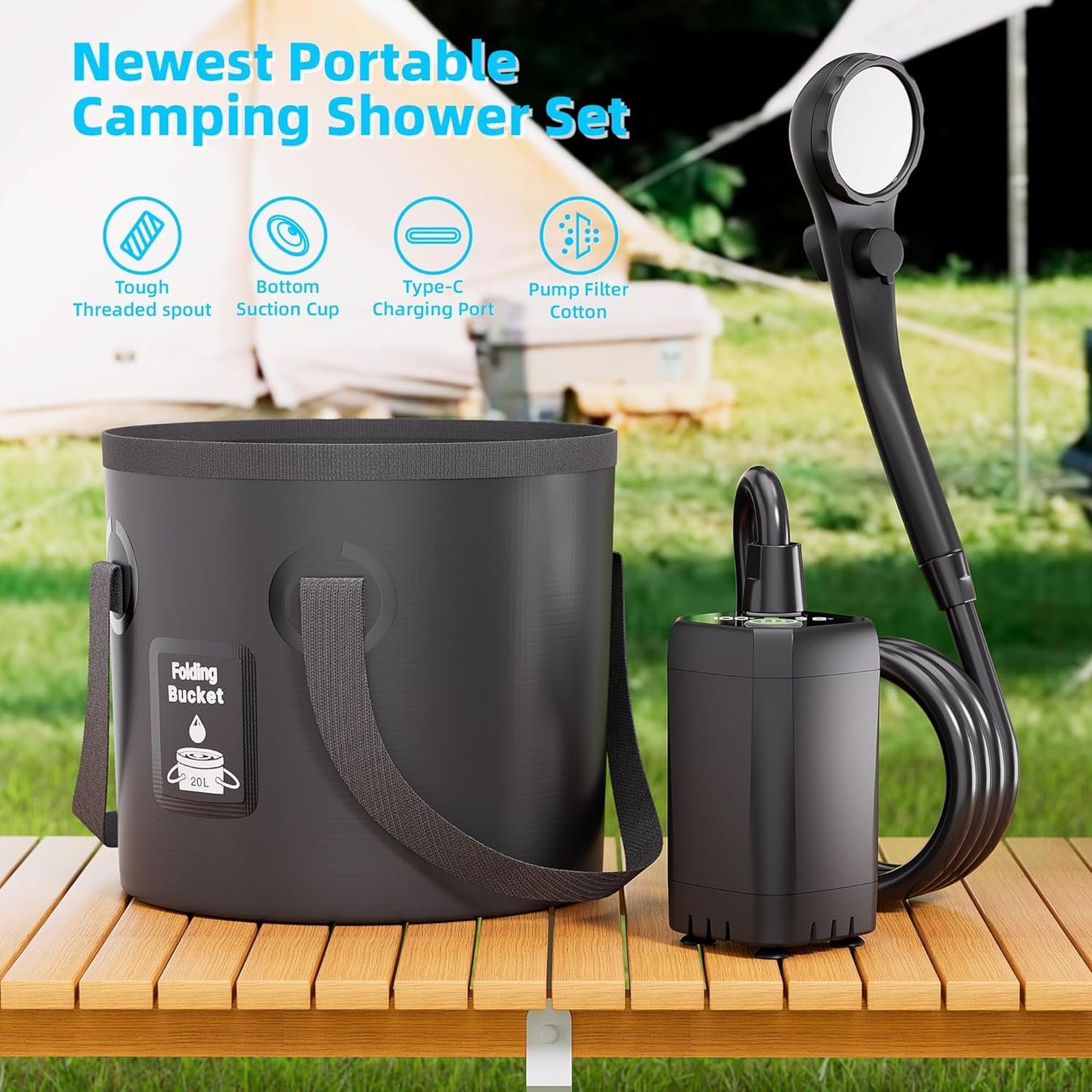 Douches: Campingdusche Set 6000mAh mit Pumpe & Falteimer – Neuf avec emballage d'origine à Zürich par jasminleut 5