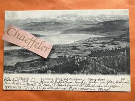 1904 Zürich . Uetliberg Blick auf Zürichsee u. Glärneralpen