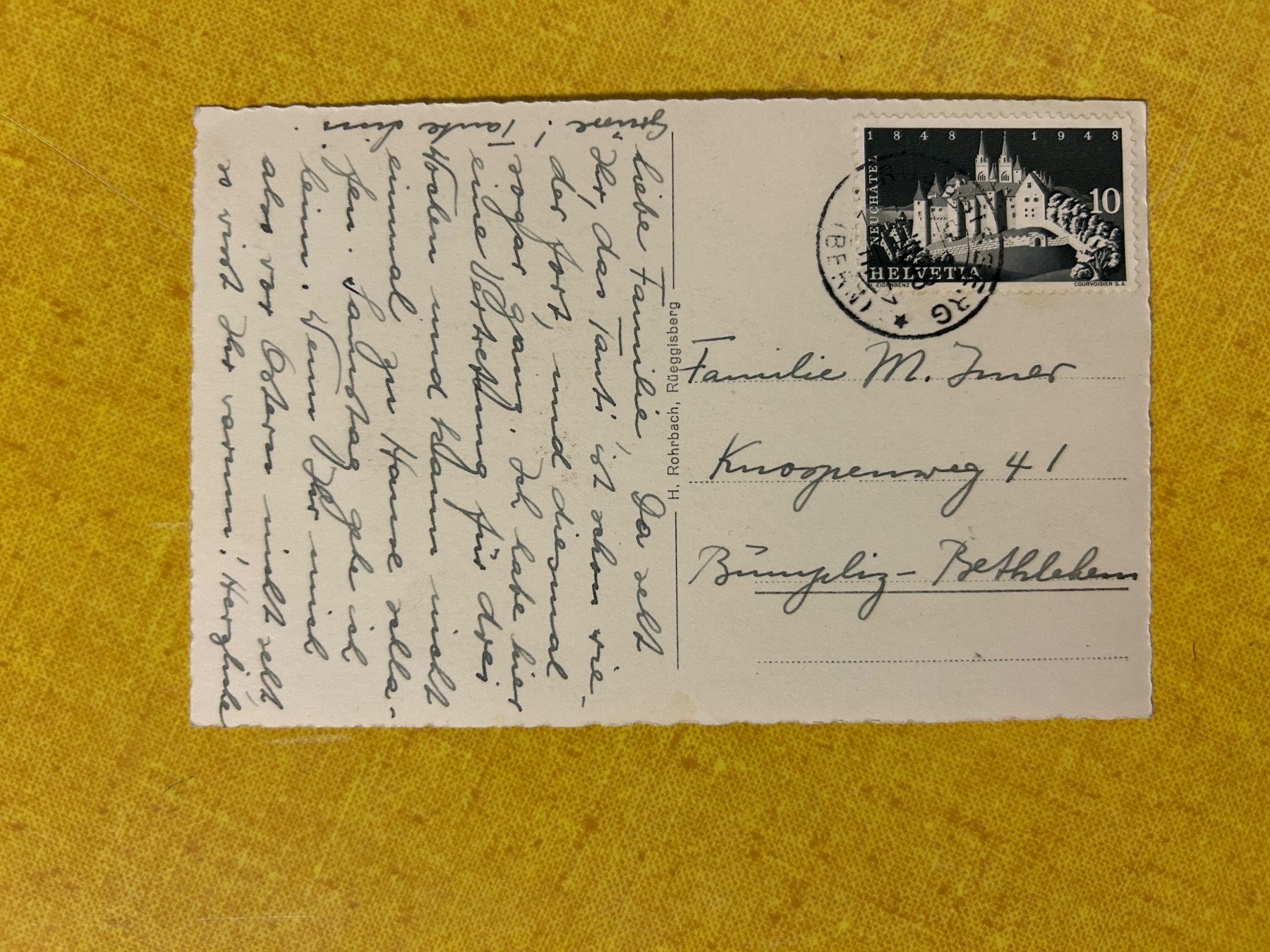 Cartoline postali: Alte Ansichtskarte Rüeggisberg mit Stockhornkette – Usato da Lanzenhäusern venduto da vic63 3