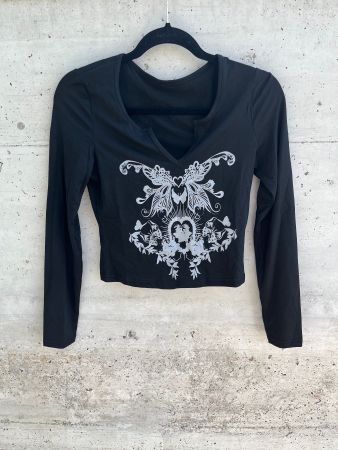langarmiges top, schwarz