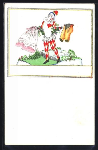 Cartes postales: Robert Philippi: Clown mit rosanem Kleid – D'occasion à Berlin par bartko-reher