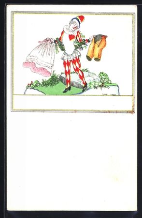 Robert Philippi: Clown mit rosanem Kleid