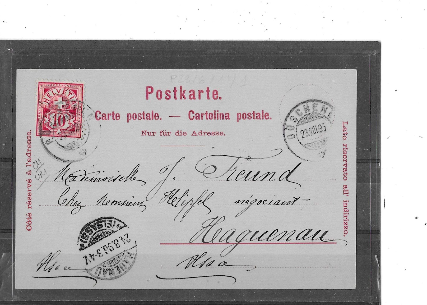 Cartoline postali: UR Göschenen 1896 – Usato da Schocherswil venduto da Wilare 1