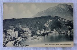 AK BRUNNEN SZ, Quai, Dampfschiff, Frohnalpstock