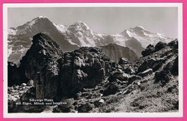 Schynige Platte gel 1933 mit Eiger Mönch und Jungfrau
