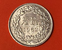 50 Rappen oder 1/2 Fr.1962 B ( Silber ) Auflage 8.2 Mio