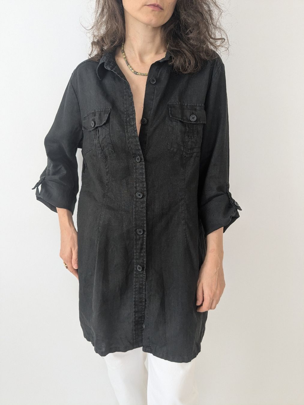 Chemisiers: Damen Hemdbluse schwarz Grösse 40 Leinen  – D'occasion à Rorschach par olg_5qq2