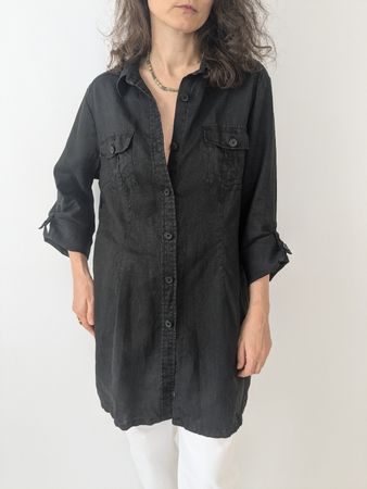 Damen Hemdbluse schwarz Grösse 40 Leinen 