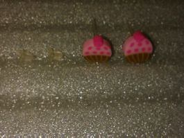 OHRRINGE MODESCHMUCK,,,ROSEROT UND BRAUN,,MATTE