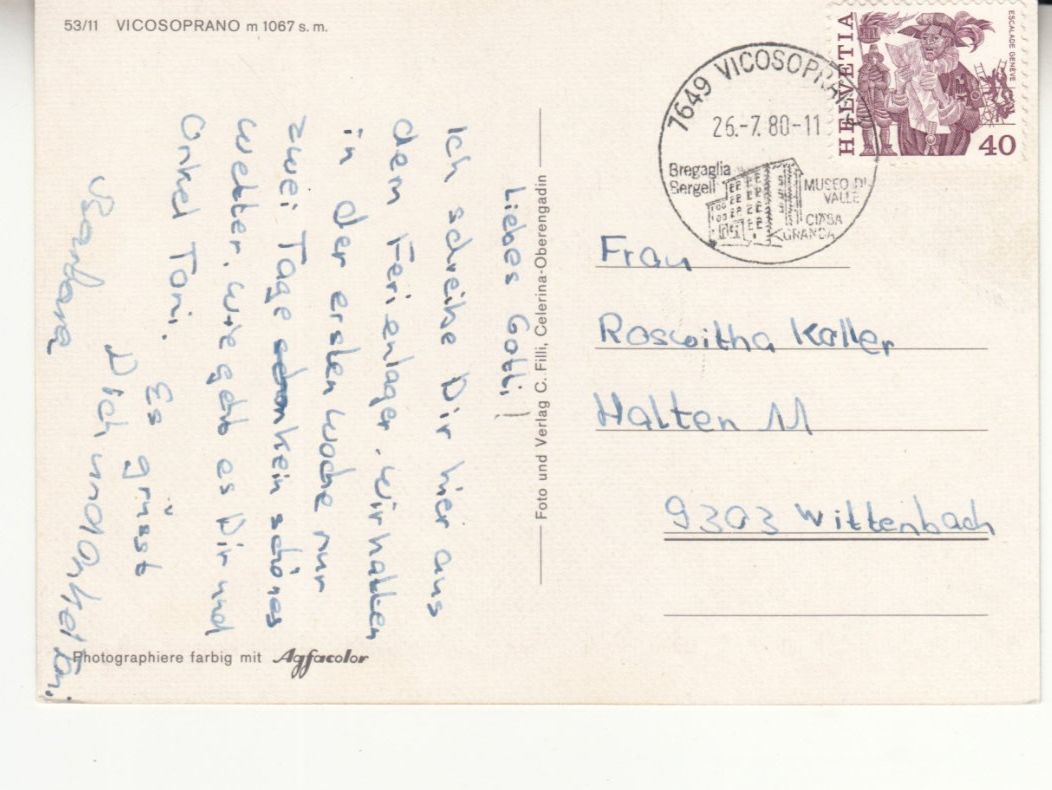Cartes postales: Vicosoprano 1980 – D'occasion à Bürglen TG par StampGraf 1