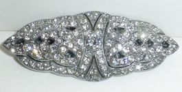 Art Deco Strass ‘Triplette’ Doppelclip mit Brosche