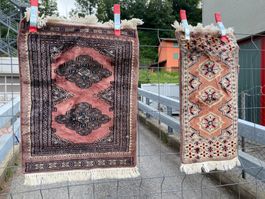 Paar Pakistan Teppiche 62x46cm und 62x31cm geknüpft sauber‪