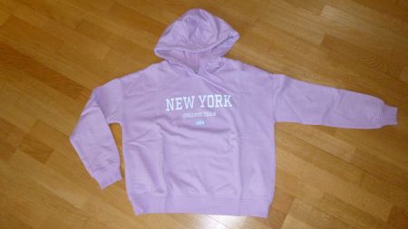 Damen Sweat-Shirt lila, mit N.Y. Aufdruck  / XS