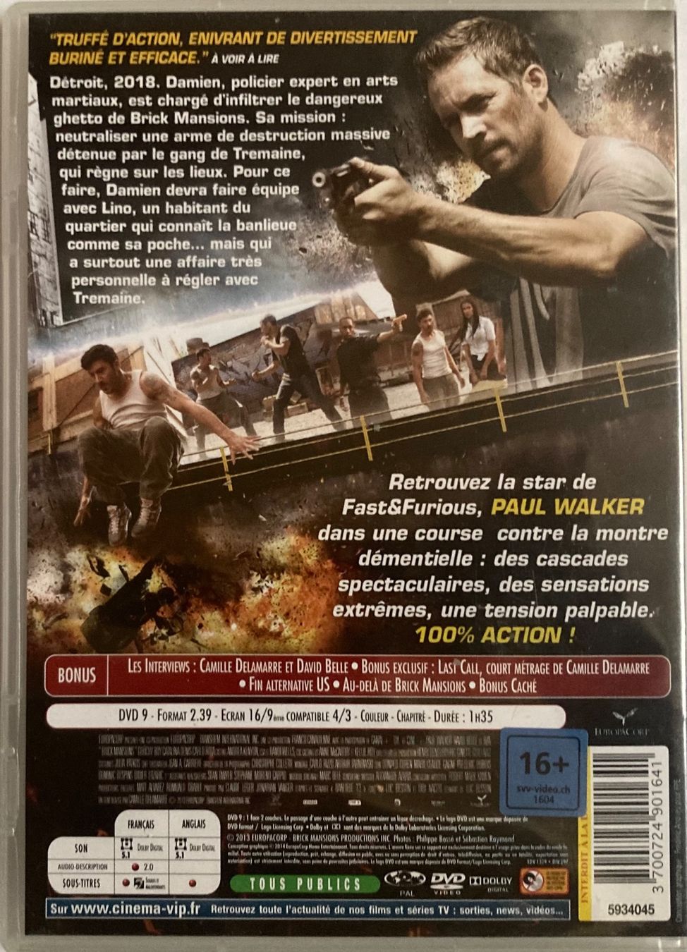 Alle DVDs: PAUL WALKER / DAVID BELLE ET ERZA - BRICK MANSIONS – Gebraucht aus Poliez-Pittet von Newtown-Records 1
