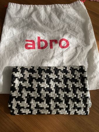 Abro Clutch Tasche geflochten schwarz weiss guter Zustand