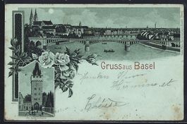 Mondschein-Lithographie Basel, Uferparti