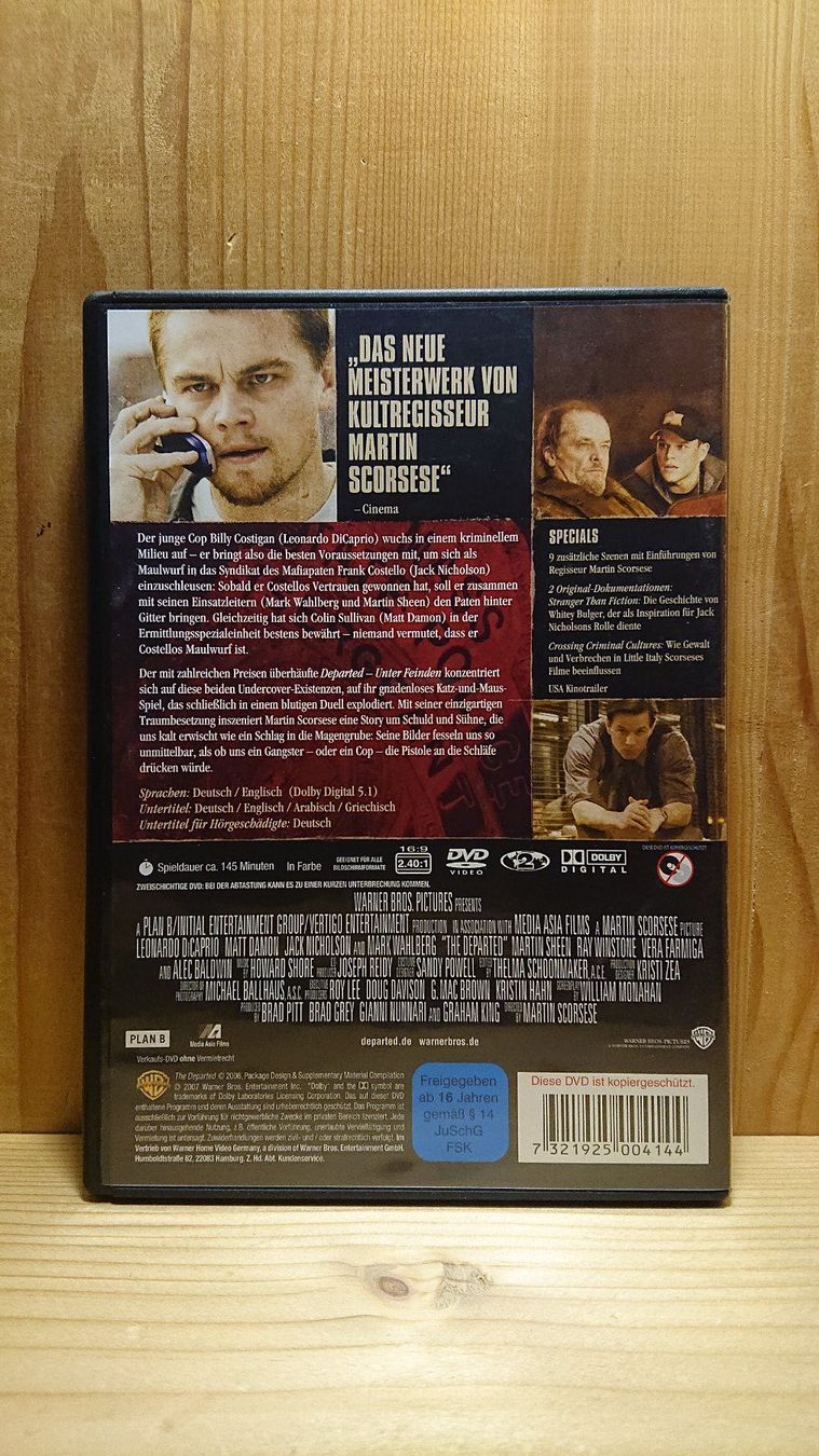Tutti i DVDs: DEPARTED UNTER FEINDEN DVD mit Leonardo DiCaprio – Usato da Wilderswil venduto da Exebub 1