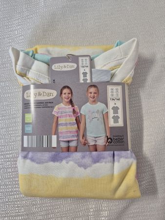 Lilly&Dan, lot de 2 T-shirts d'été, taille 134/140, neuf