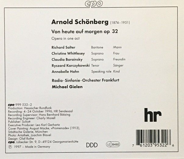 CD: Schoenberg - Von heute auf morgen – Usato da Grüningen venduto da azulblanco 1