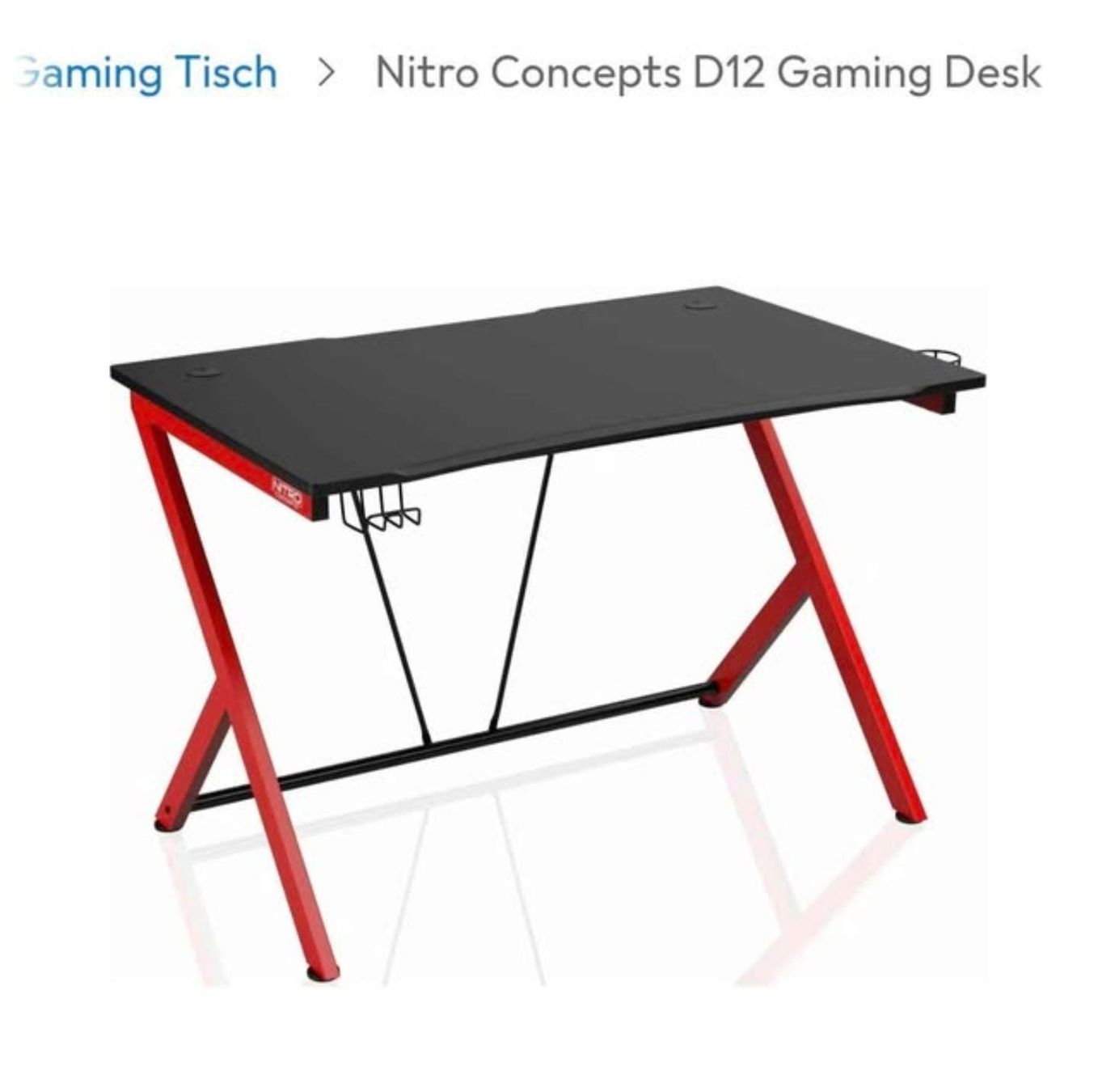 Schreibtische: Nitro Concepts D12 Gaming Desk Black Red 116cm – Gebraucht aus Wolfhausen von Alxtron