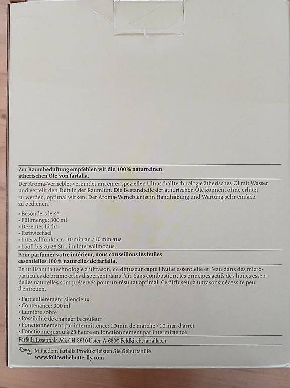 Farfalla Duftöldiffusoren: Farfalla Aroma-Vernebler Silent 300ml – Neu (gemäss Beschreibung) aus Wetzikon ZH von Wonnesonne 3