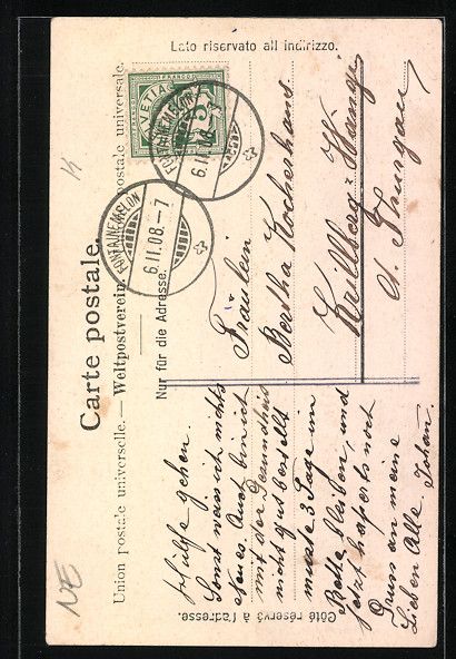Cartoline postali: AK Fontaines, Eglise, Kirche, 1908 – Usato da Berlin venduto da bartko-reher 1