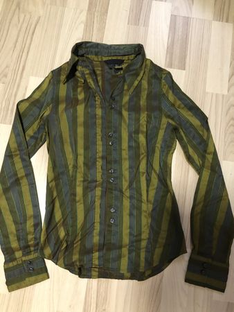 Elegante Damenbluse Gr. M, grün gestreift