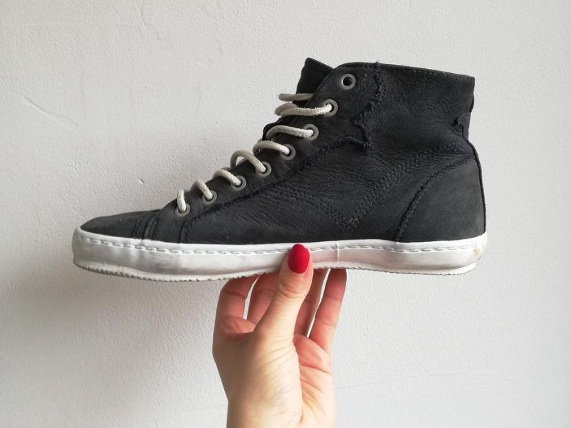 Scarpe da donna: Blaue Leder Herbst Sneaker High – Usato da Bern venduto da mue_yhz5 1