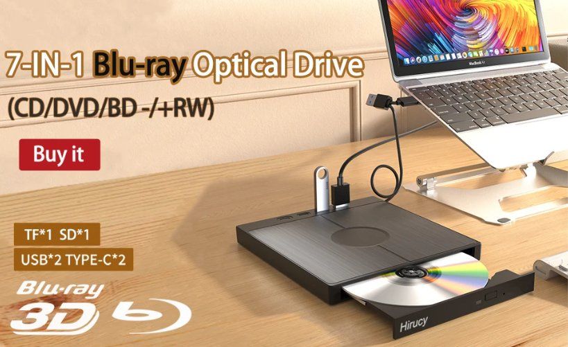 Systèmes audio & multimédias: Multifunktion Typ C externe CD DVD RW Player Brenner Reader – Neuf avec emballage d'origine à Genève par Top-Trend 9