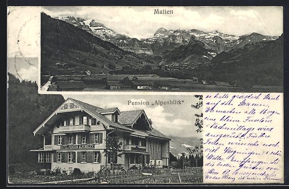 Ansichtskarten: Matten, Hotel-Pension Alpenblick, Teilan – Gebraucht aus Berlin von bartko-reher