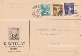 Dreifarbenfrankatur Mix auf Postkarte Tellknabe mit Landsch.