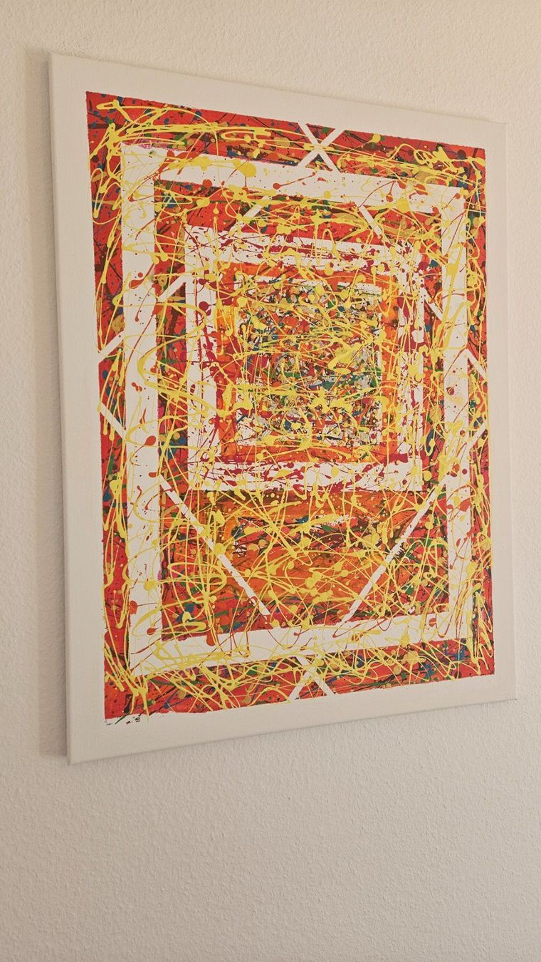 Gemälde: Tableau abstrait unique - Orange, jaune et blanc - Neuf – Neu (gemäss Beschreibung) aus Le Locle von fab_c9hh 2