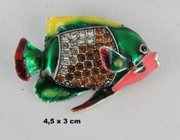 Brosche - FISCH - mit Glitzersteinen - 4,5x3cm