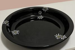 Keramik Schale rund schwarz glänzend Dekor Edelweiss - TOP