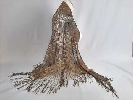 Grobmaschiger Schal, gold-schwarz
