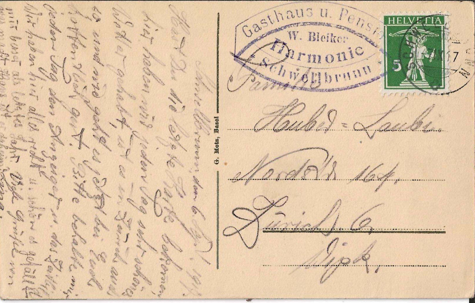Ansichtskarten: Weissenbachtobel - Brücke 1917 – Gebraucht aus Zürich von Philacat11 1
