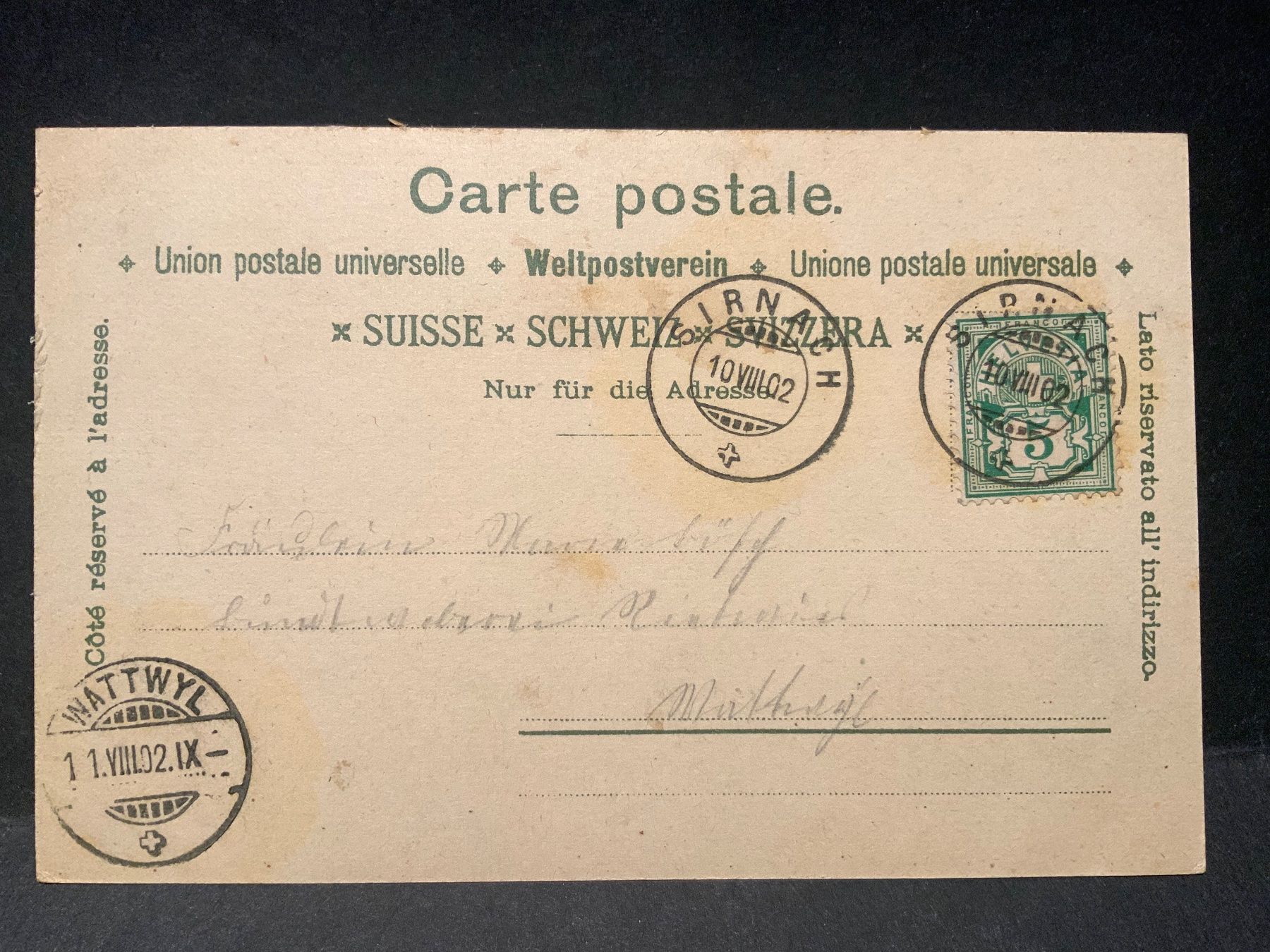 Cartoline postali: AK SIRNACH  1902 – Usato da Wila venduto da 7churfirsten 1
