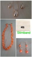 Kette+Ohrhänger ,1paar Ohrhänger orange, 1Kette ,1Stirnband