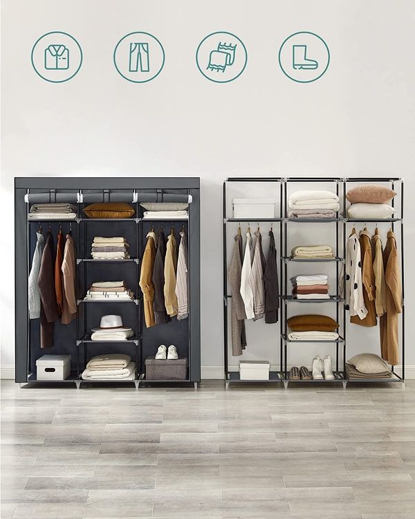 Kleiderschrank Faltschrank Stoffschrank Garderobe 2 Stangen | Kaufen ...