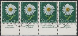 10 Rp. PJ 1963 Viererstreifen mit TAB (dt, fr, it. + lat.)