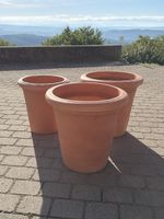 Drei Kunsstoff Terrakotta-Optik Pflanzentöpfe