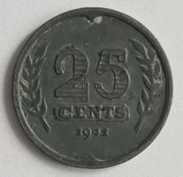 25 Cents 1941 Niederlande Nederland Münze Coin Money Monnaie