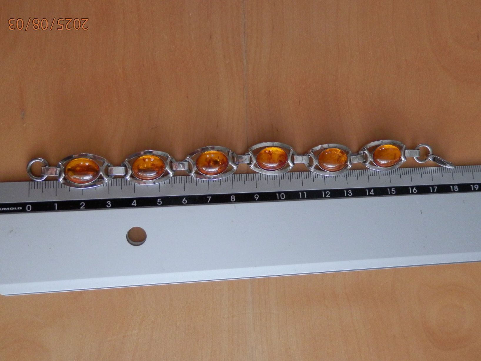 Armbänder & -reifen: 925 Silber-Armband mit 6 Bernsteine,16.7 Gr. – Gebraucht aus Grenchen von Elenka 1
