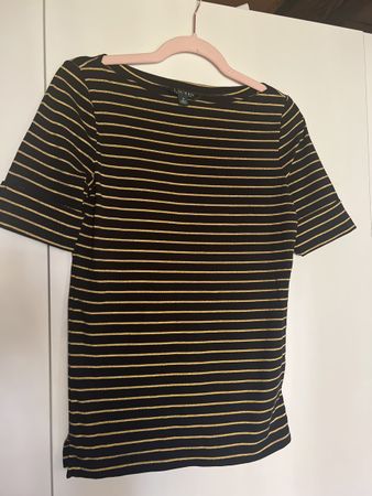 Elegantes Lauren Shirt Gr. M Gold Glitzerstreifen