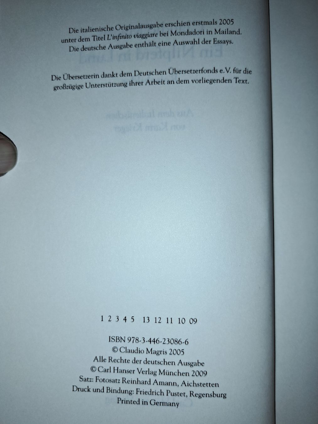 Libri: Claudio Magris: Ein Nilpferd in Lund, Reisebilder – Usato da Zürich venduto da chusel 5