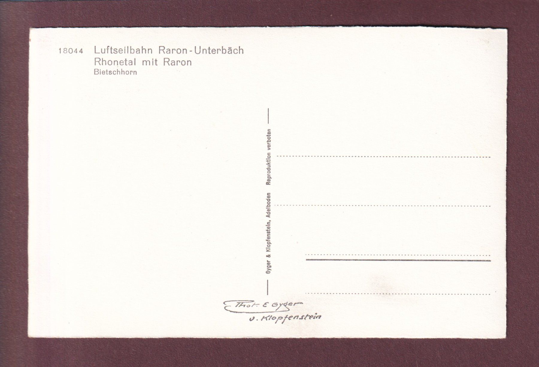 Cartoline postali: Luftseilbahn - RARON-UNTERBÄCH – Usato da Pully venduto da nicecards 1