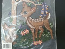 PLAUENER Stickerei Fensterbild Rehkitz