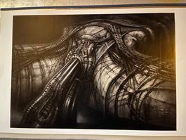 bild, wohl h.r.giger, akt, 55/39 auf weises papier oben gekl